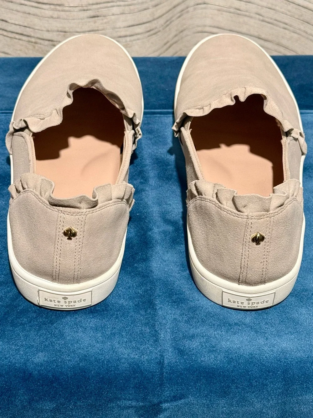 kate spade Beige Ruffle-Trim Slip-On Sneakers